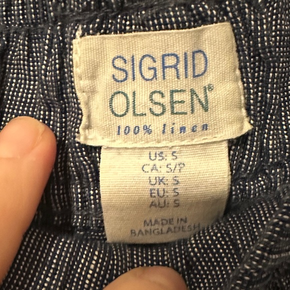 Sigrid Olsen 100% linen Chambray Wide-Leg Pants - Picture 4 of 5